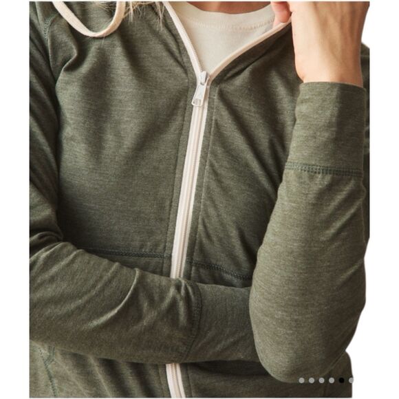 American Giant Lightweight Hoodie Womens Medium Green Forest Night Full Zip USA - Picture 6 of 11